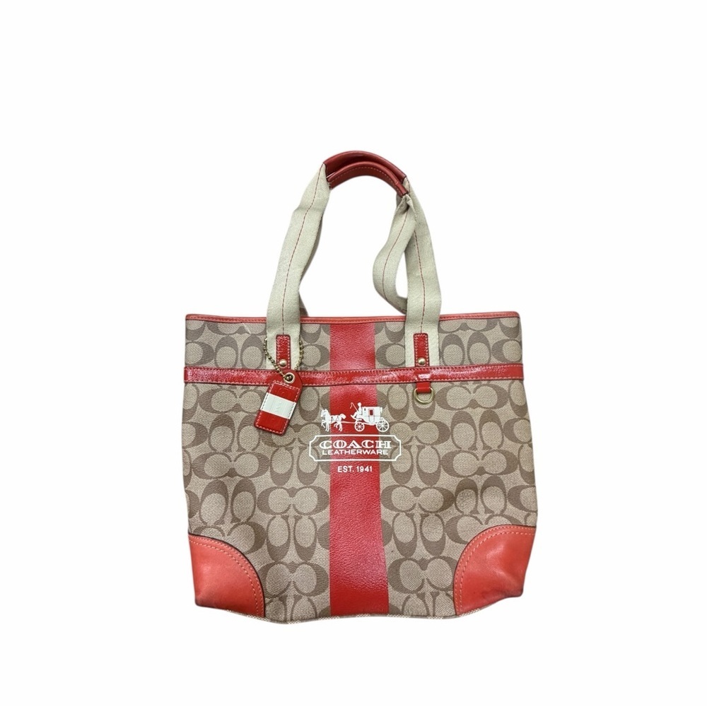 Coach Signature Orange and Tan Tote Bag